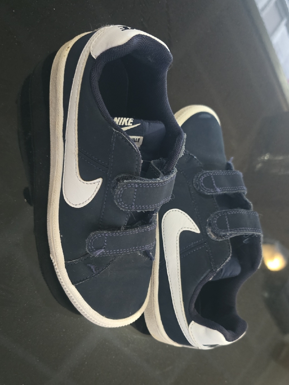 Nike Kids Navy and White Double Strap Sneakers